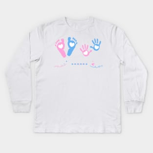 Baby girl, baby boy hand and foot print Kids Long Sleeve T-Shirt